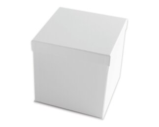 Geschenkbox mit Deckel, weiss, Recyclingkarton, 18x18x18 Papiertaschen & Boxen