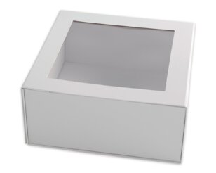 Magnetic Geschenkbox mit Fenster, weiss, Recyclingkarton Edle Karton- und Geschenk­boxen, Papiertaschen & Boxen