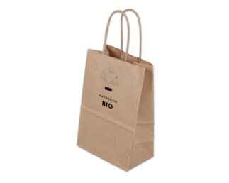 Bedruckbare Papiertasche mit Kordel, braun, 14x8.5x21.5 Papiertaschen & Boxen