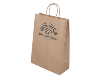 Bedruckbare Papiertasche mit Kordel, braun, 27x37  Papiertaschen & Boxen