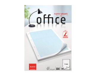 Ringbuchblock A4, 80 Blatt, 5mm kariert mit Rand, gelocht  Blöcke, Hefte & Papier