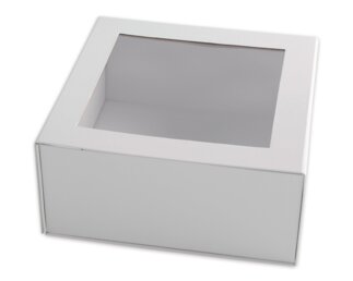 Magnetic Geschenkbox mit Fenster, weiss, Recyclingkarton Papiertaschen & Boxen