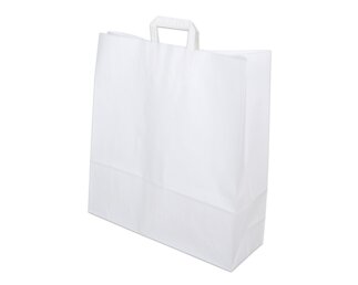 Papiertasche mit Flachhenkel, weiss, Hochformat, 45x15x49  Papiertaschen & Boxen