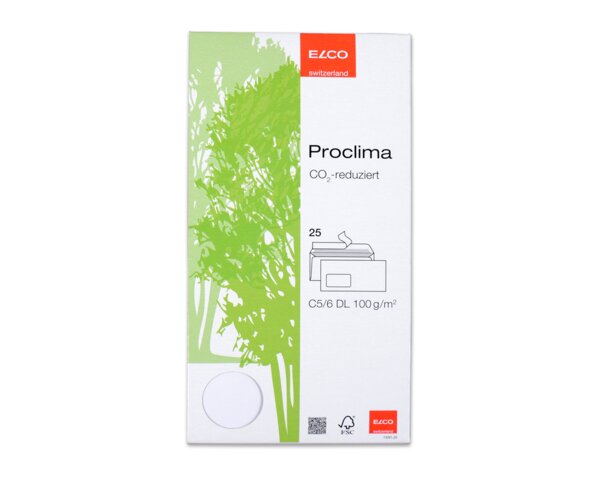 Couvert Proclima C5/6 mit Fenster links, haftklebend Nachhaltige Couverts, Couverts, Couverts mit Fenster, Elco Couvert-Marken, Proclima, Neuheiten