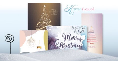Darstellung verschiedener Weihnachtskarten von Karten4You