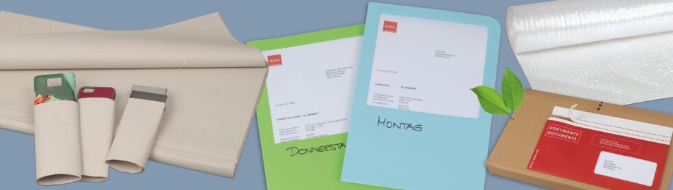 Die verschiedenen Zubehörartikel für einen reibungslosen Versand und übersichtliche Organisation