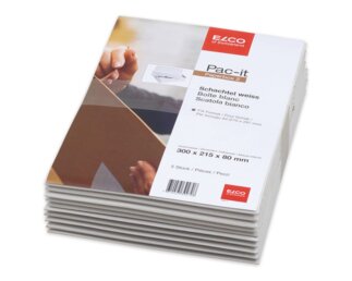 Falt-Päckli für Format A4, 82mm hoch, aus weissem Karton Verpackung & Versand