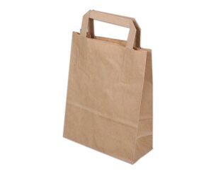 Papiertasche mit Flachhenkel, braun, Hochformat, 18x8x24  Tragetaschen mit Flachhenkel, Papiertaschen & Boxen