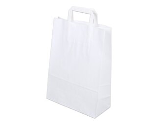 Papiertasche mit Flachhenkel, weiss, Hochformat, 27x12x37  Papiertaschen & Boxen