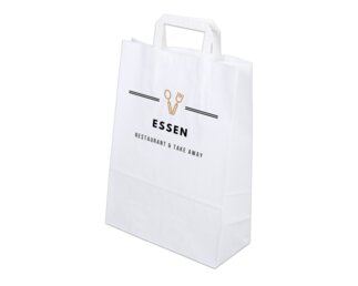 Bedruckbare Papiertasche mit Flachhenkel, weiss, 27x37  Papiertaschen & Boxen