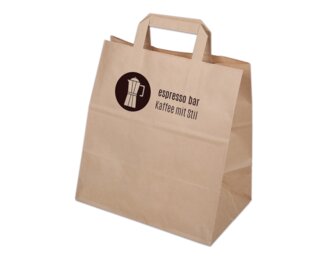 Bedruckbare Papiertasche mit Flachhenkel, braun, 27x29  Papiertaschen & Boxen