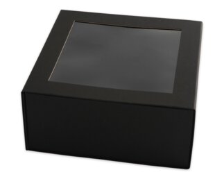Magnetic Geschenkbox mit Fenster, Recyclingkarton, schwarz Papiertaschen & Boxen