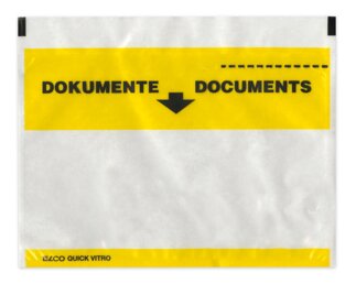 Quick Vitro C6 Dokumententasche gelber Druck "Dokumente"  Couverts