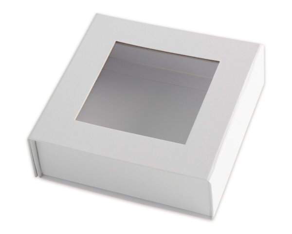 Magnetic Geschenkbox mit Fenster, Recyclingkarton, weiss Edle Karton- und Geschenk­boxen, Papiertaschen & Boxen