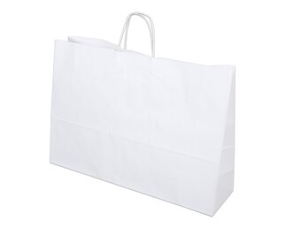 Papiertasche mit Kordel, weiss Querformat, 55x15x39  Papiertaschen & Boxen