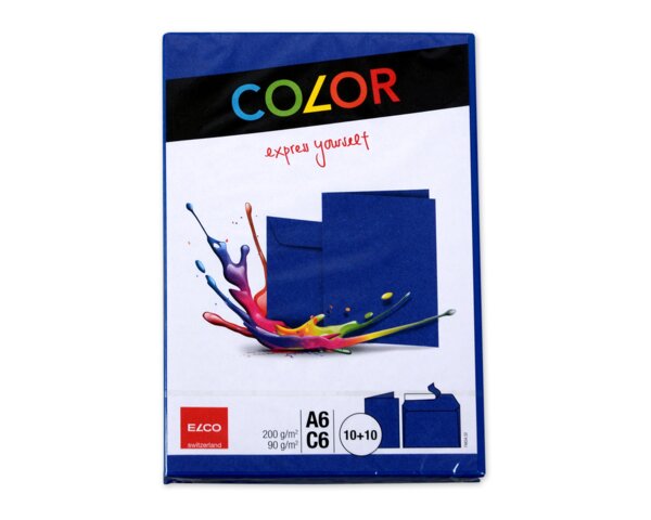 Couvert-Set Color A6 & C6 blau, Haftklebeverschluss Farbige Couverts, Couverts, Couverts ohne Fenster, Elco Couvert-Marken, Color, Blöcke, Hefte & Papier, Schreibkarten