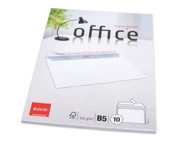 Couvert Office B5 ohne Fenster, haftklebend  Couverts für Laserdrucker, Couverts, Couverts ohne Fenster, Elco Couvert-Marken, Office