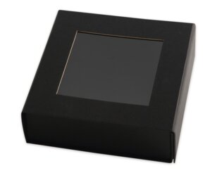 Magnetic Geschenkbox mit Fenster, schwarz, Recyclingkarton Edle Karton- und Geschenk­boxen, Papiertaschen & Boxen