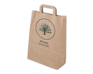 Bedruckbare Papiertasche mit Flachhenkel, braun, 27x37 Papiertaschen & Boxen