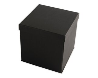 Geschenkbox mit Deckel, schwarz, Recyclingkarton, 18x18x18 Papiertaschen & Boxen