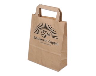 Bedruckbare Papiertasche mit Flachhenkel, braun, 18x24 Papiertaschen & Boxen