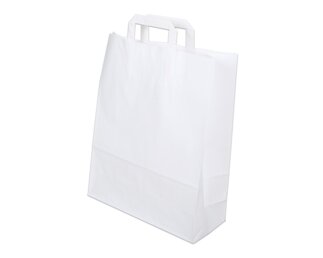 Papiertasche mit Flachhenkel, weiss, Hochformat, 32x13x41  Papiertaschen & Boxen