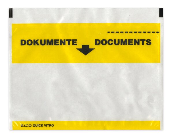 Quick Vitro C6 Dokumententasche gelber Druck "Dokumente"  Dokumenten­taschen, Couverts, Elco Couvert-Marken, Quick Vitro, Verpackung & Versand