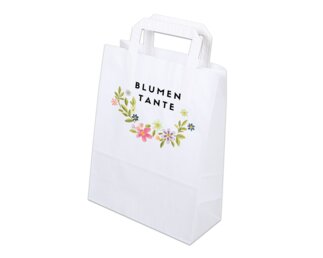 Bedruckbare Papiertasche mit Flachhenkel, weiss, 22x29  Papiertaschen & Boxen