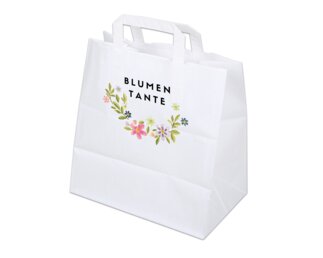 Bedruckbare Papiertasche mit Flachhenkel, weiss, 27x29  Papiertaschen & Boxen