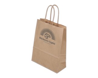 Bedruckbare Papiertasche mit Kordel, braun, 18x24  Papiertaschen & Boxen