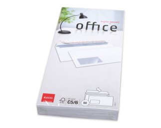 Couvert Office C5/6 mit Fenster links, Haftklebeverschluss  Couverts