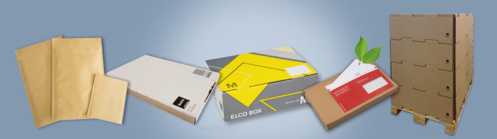 Verschiedene Produkte werden zum Thema «Versand und Logistik» dargestellt.