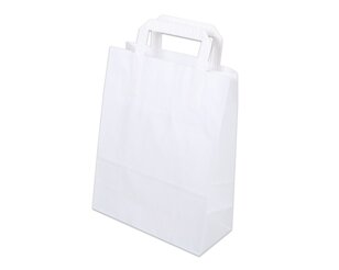 Papiertasche mit Flachhenkel, weiss, Hochformat, 22x10x29  Tragetaschen mit Flachhenkel, Papiertaschen & Boxen