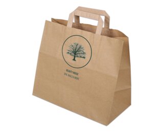 Bedruckbare Papiertasche mit Flachhenkel, braun, 32x29  Papiertaschen & Boxen