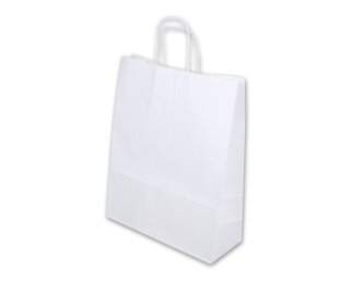 Papiertasche mit Kordel, weiss Hochformat, 32x13x41  Papiertaschen & Boxen