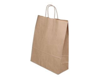 Papiertasche mit Kordel, braun, Hochformat, 32x13x41  Papiertaschen & Boxen