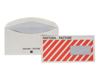 Faktura-Couvert C6 mit Fenster rechts, Nassklebeverschluss  Couverts