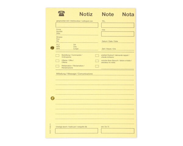 Telefonblock gelb mit Speziallineatur, 80 Blatt, recycling Blöcke, Blöcke, Hefte & Papier, Funktions­blöcke