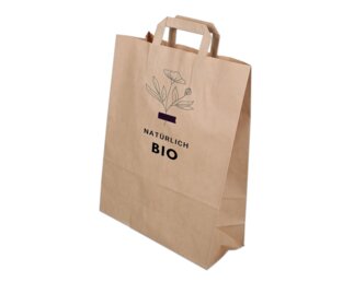 Bedruckbare Papiertasche mit Flachhenkel, braun, 32x41  Papiertaschen & Boxen