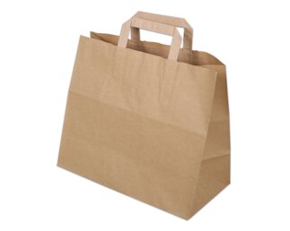 Papiertasche mit Flachhenkel, recycling braun, 32x17x29  Papiertaschen & Boxen