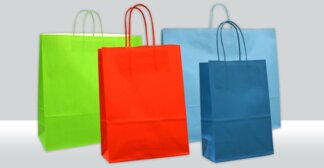 Darstellung verschiedener Papiertragetaschen im aufgestellten Zustand