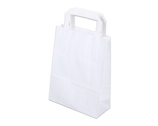 Papiertasche mit Flachhenkel, weiss, Hochformat, 18x8x24  Papiertaschen & Boxen