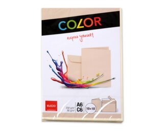 Couvert-Set Color A6 & C6 chamois, Haftklebeverschluss Couverts