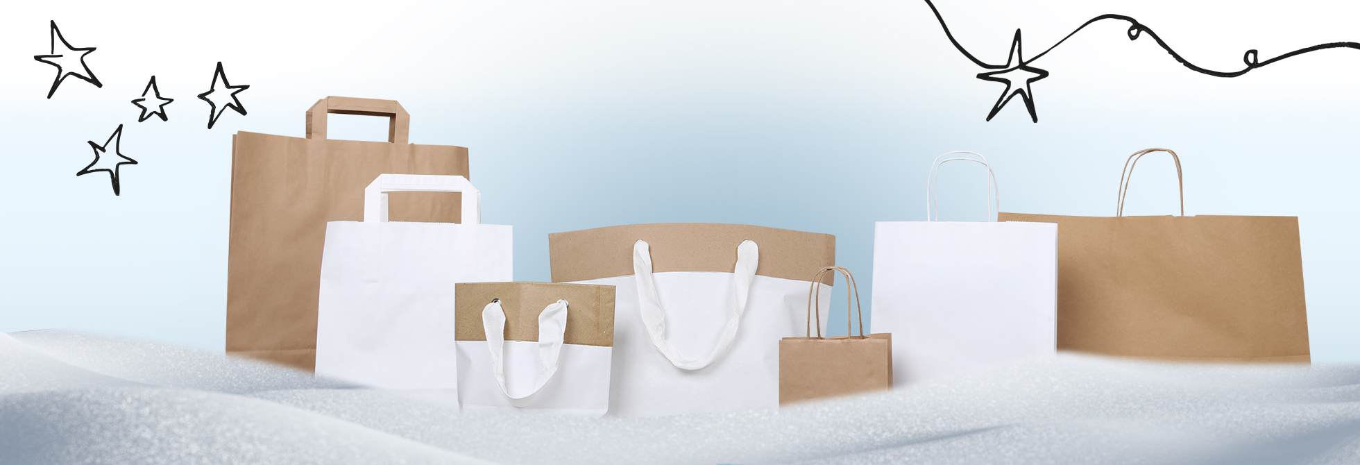 Darstellung der verschiedenen und ressourcenschonenden Papiertaschen von Elco.