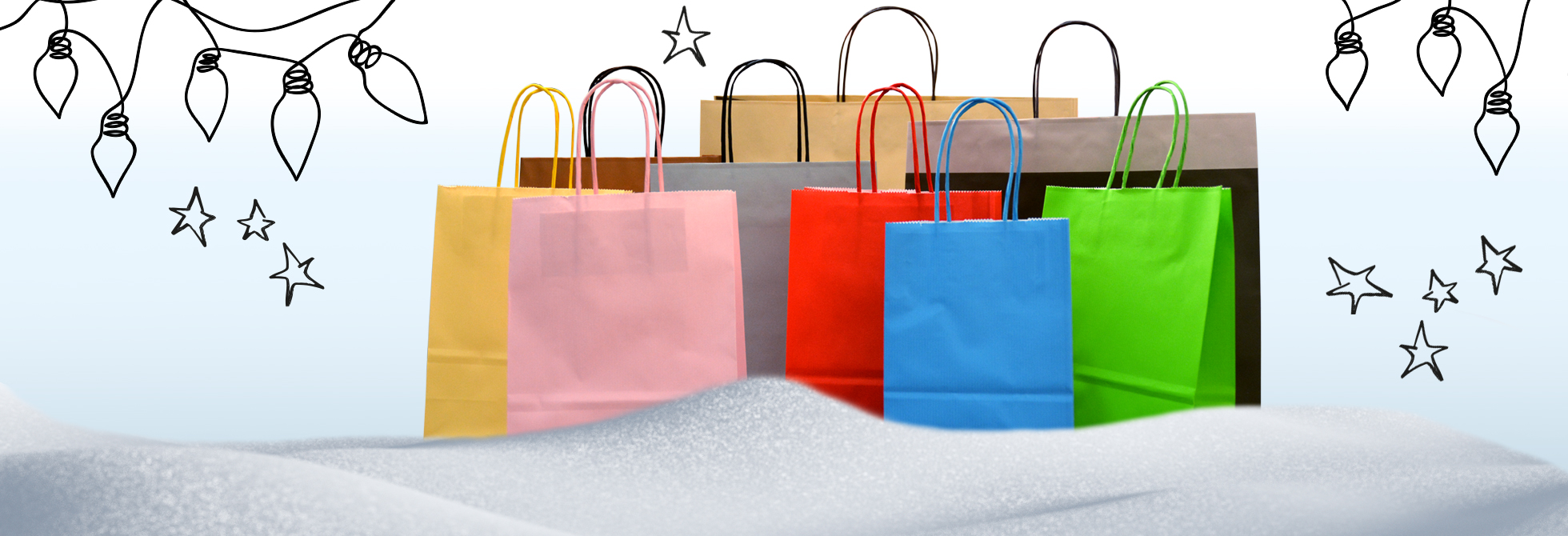 Kollektivbild der neuen bunten Papiertaschen